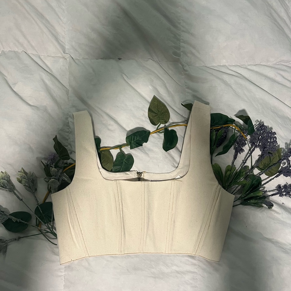 7 For All Mankind Cream Crop Top